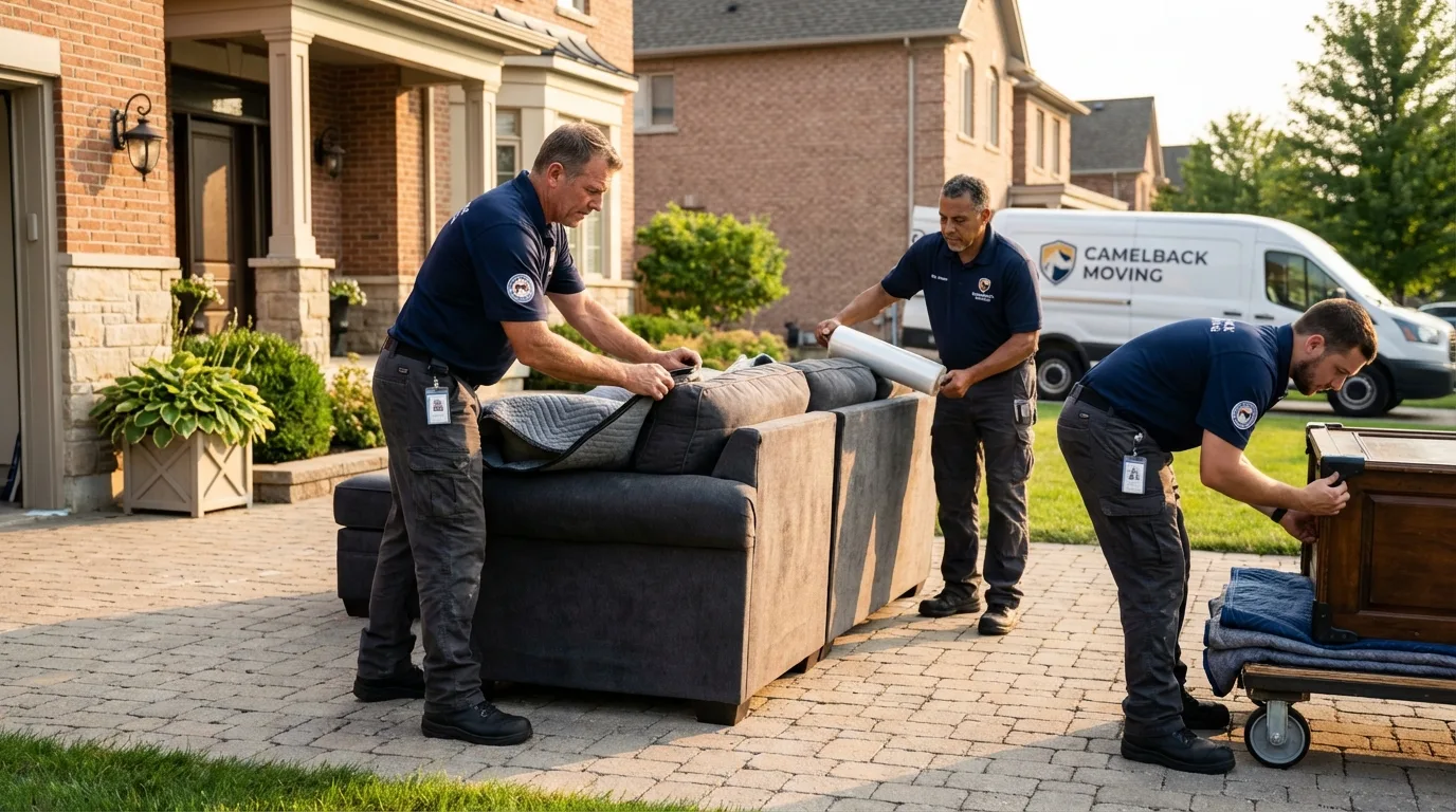 Large estate moving crew wrapping furniture in Mound, MN